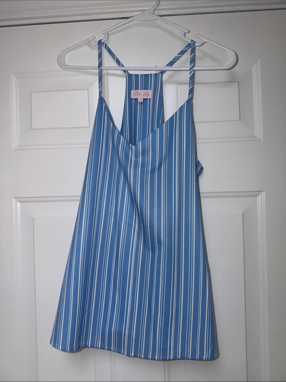 Pink Lily Blue and White Striped Tank Cami